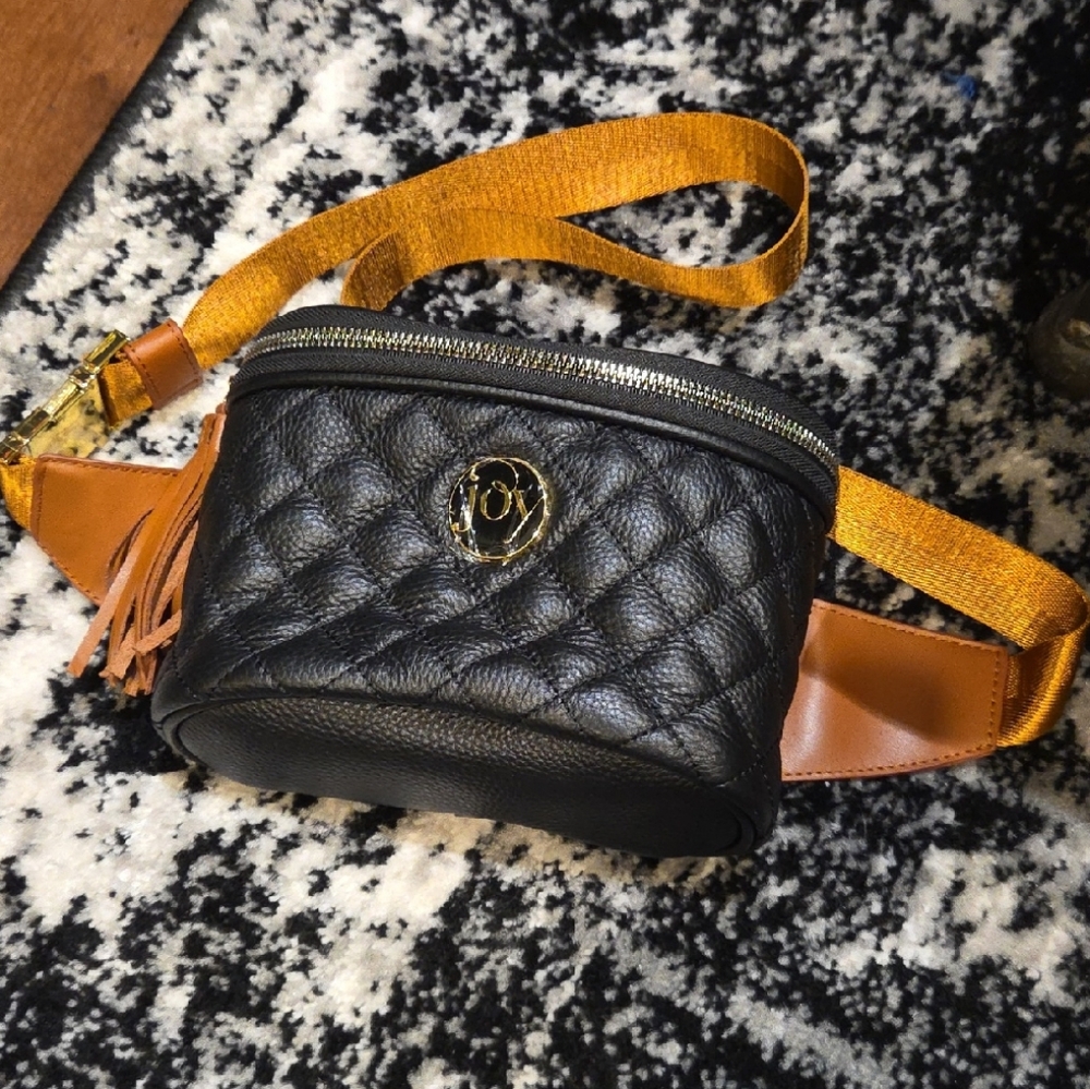 Black Quilted Leather Belt Bag